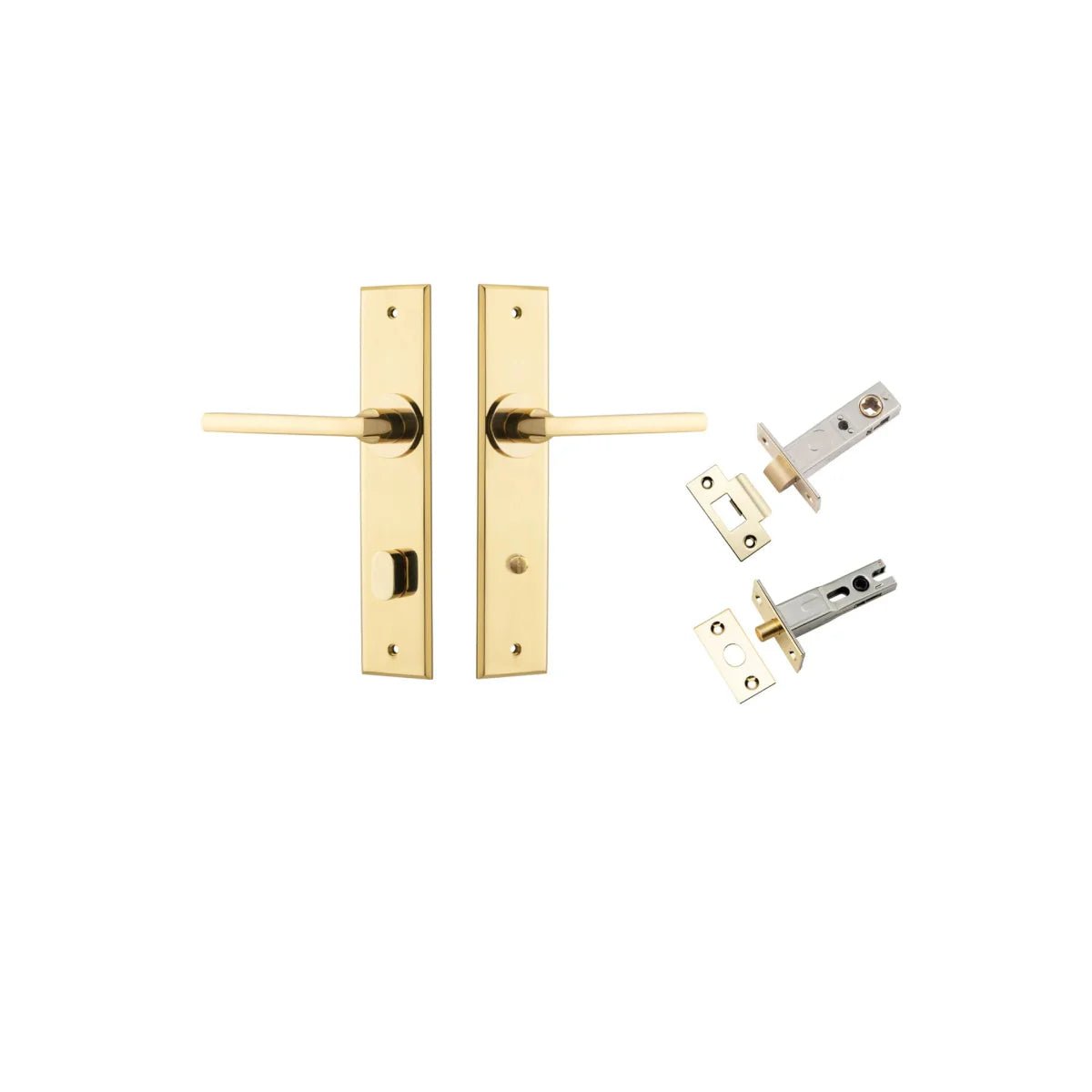 IVER Baltimore Solid Brass Chamfered Plate Door Handle – Multiple Finishes Available - Entry - Point - 10282 - Iver