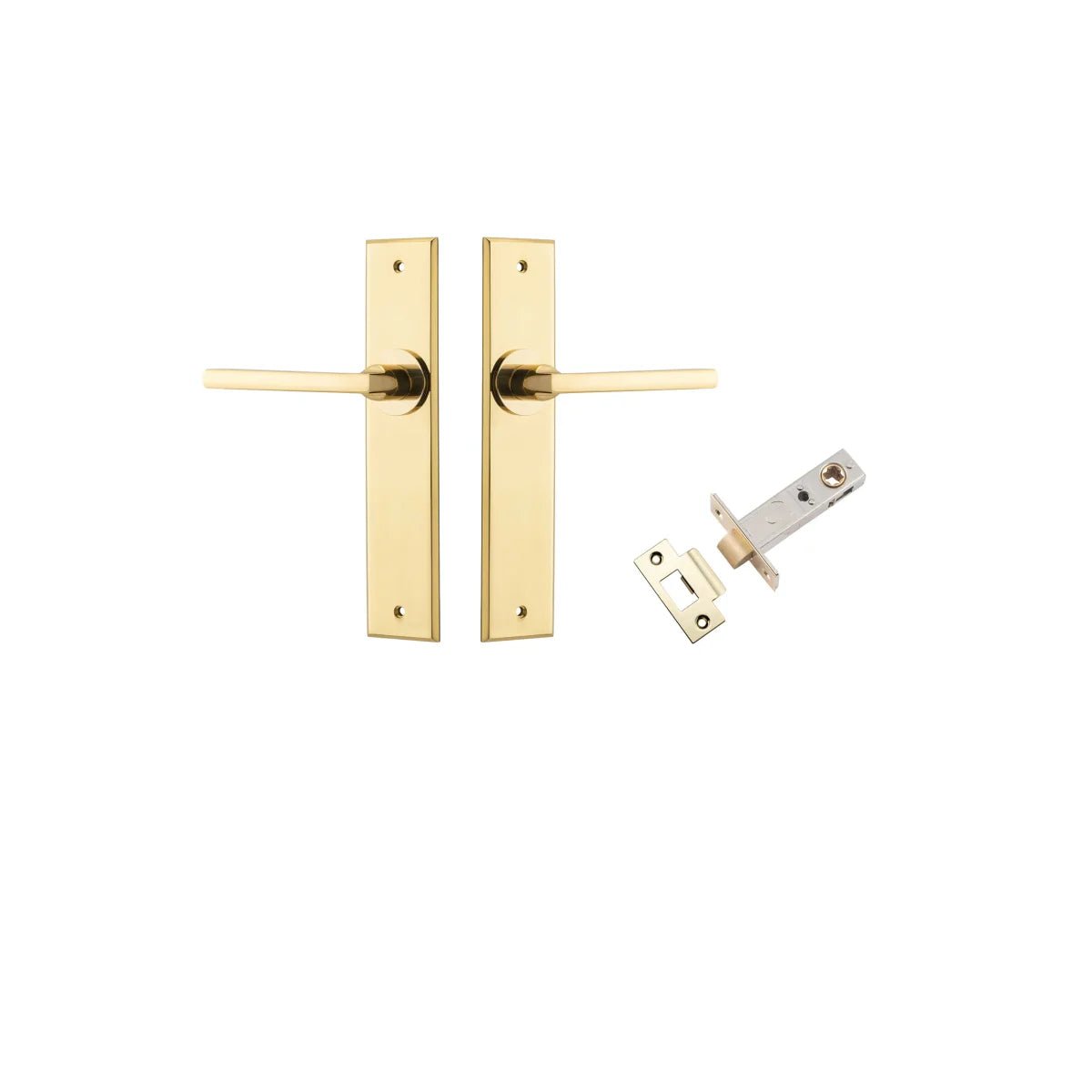 IVER Baltimore Solid Brass Chamfered Plate Door Handle – Multiple Finishes Available - Entry - Point - 10282KPASS60 - Iver