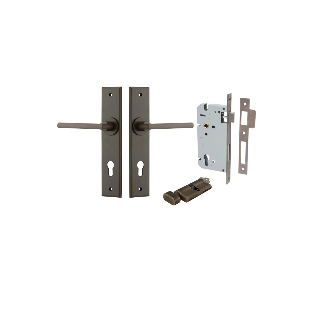 IVER Baltimore Solid Brass Chamfered Plate Door Handle – Multiple Finishes Available - Entry - Point - 10782KENTR60KT - Iver