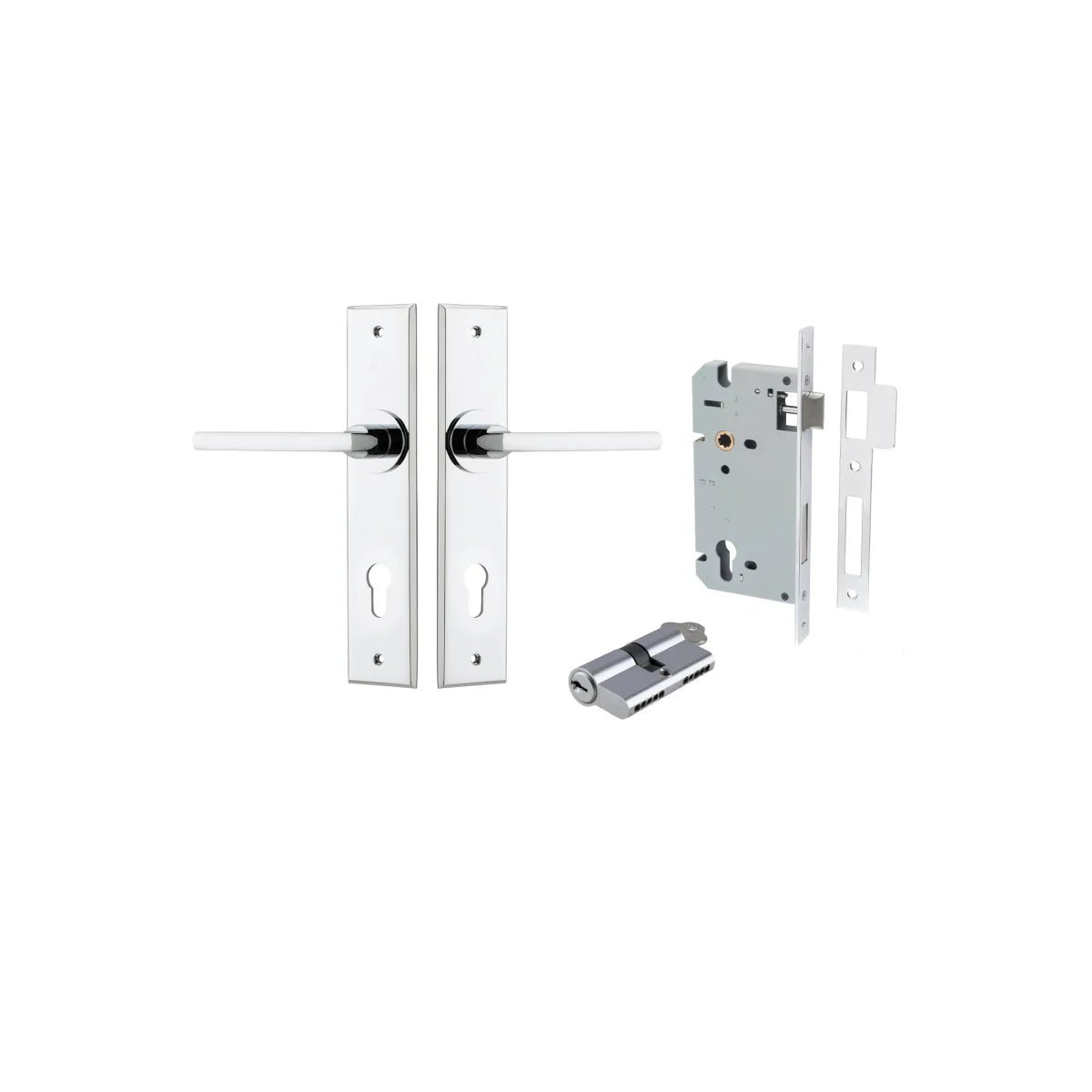 IVER Baltimore Solid Brass Chamfered Plate Door Handle – Multiple Finishes Available - Entry - Point - 11782KENTR60KK - Iver