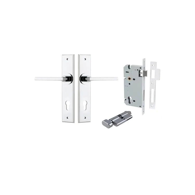 IVER Baltimore Solid Brass Chamfered Plate Door Handle – Multiple Finishes Available - Entry - Point - 11782KENTR60KT - Iver