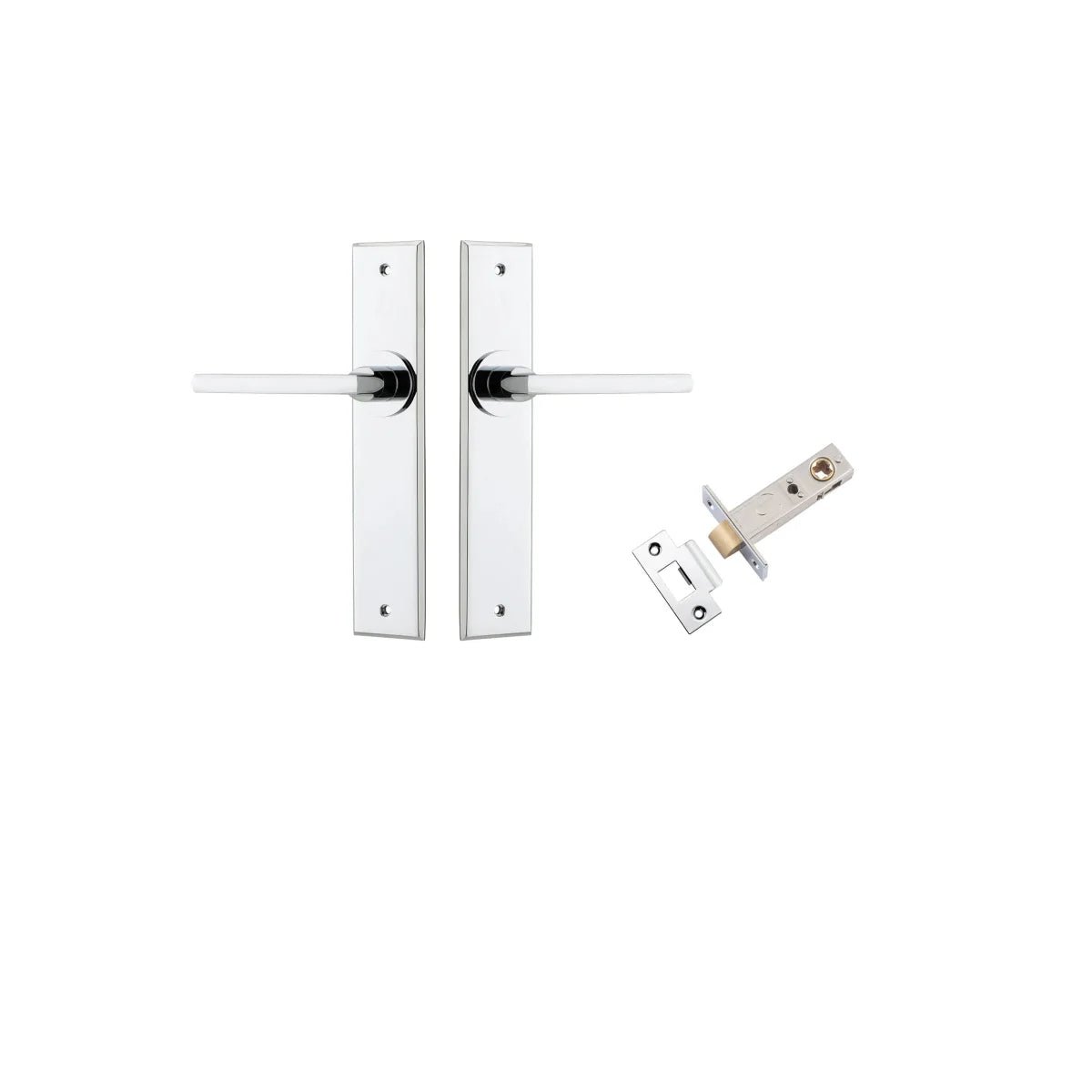 IVER Baltimore Solid Brass Chamfered Plate Door Handle – Multiple Finishes Available - Entry - Point - 11782KPASS60 - Iver