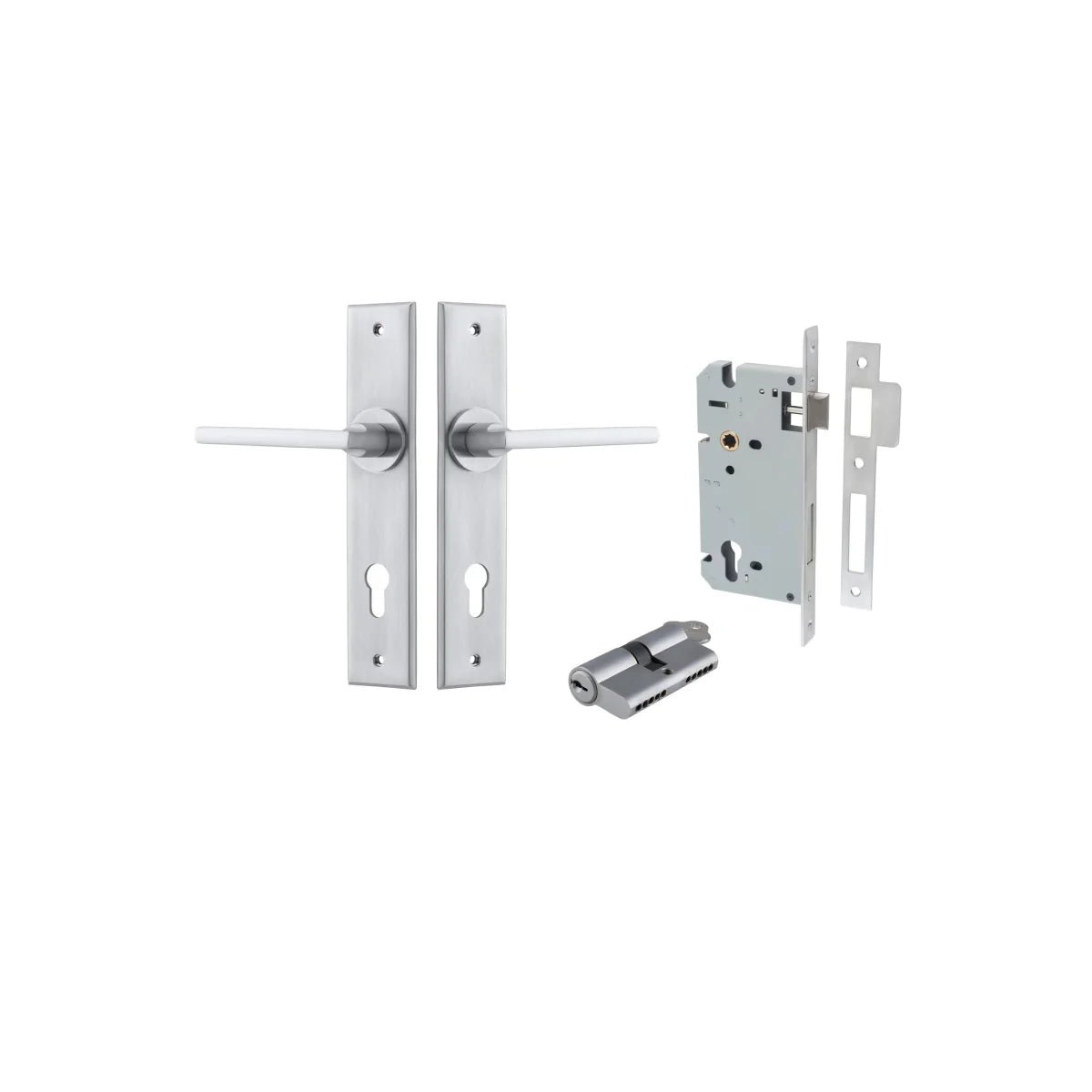 IVER Baltimore Solid Brass Chamfered Plate Door Handle – Multiple Finishes Available - Entry - Point - 12282KENTR60KK - Iver