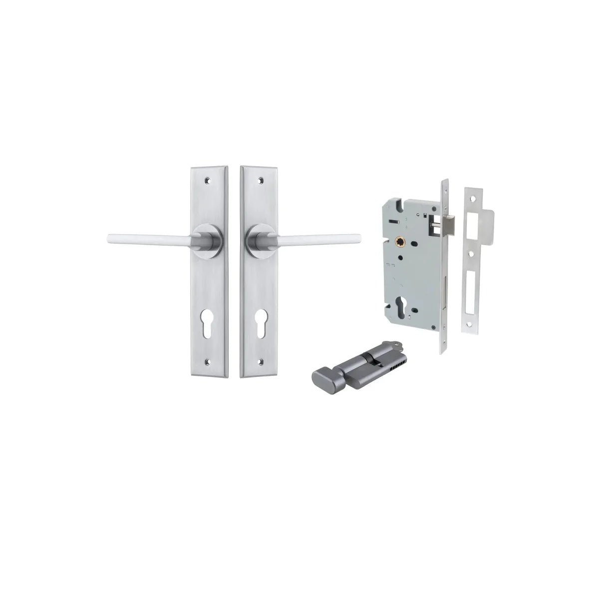 IVER Baltimore Solid Brass Chamfered Plate Door Handle – Multiple Finishes Available - Entry - Point - 12282KENTR60KT - Iver