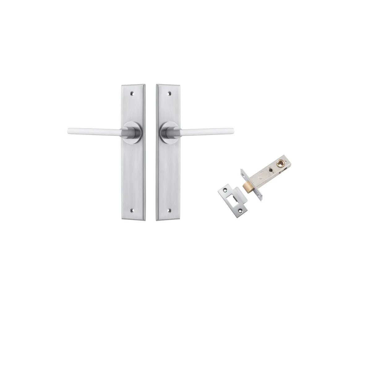 IVER Baltimore Solid Brass Chamfered Plate Door Handle – Multiple Finishes Available - Entry - Point - 12282KPASS60 - Iver