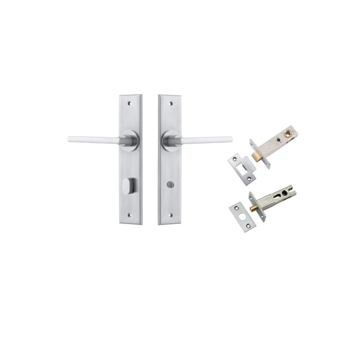 IVER Baltimore Solid Brass Chamfered Plate Door Handle – Multiple Finishes Available - Entry - Point - 12282KPRIV60 - Iver