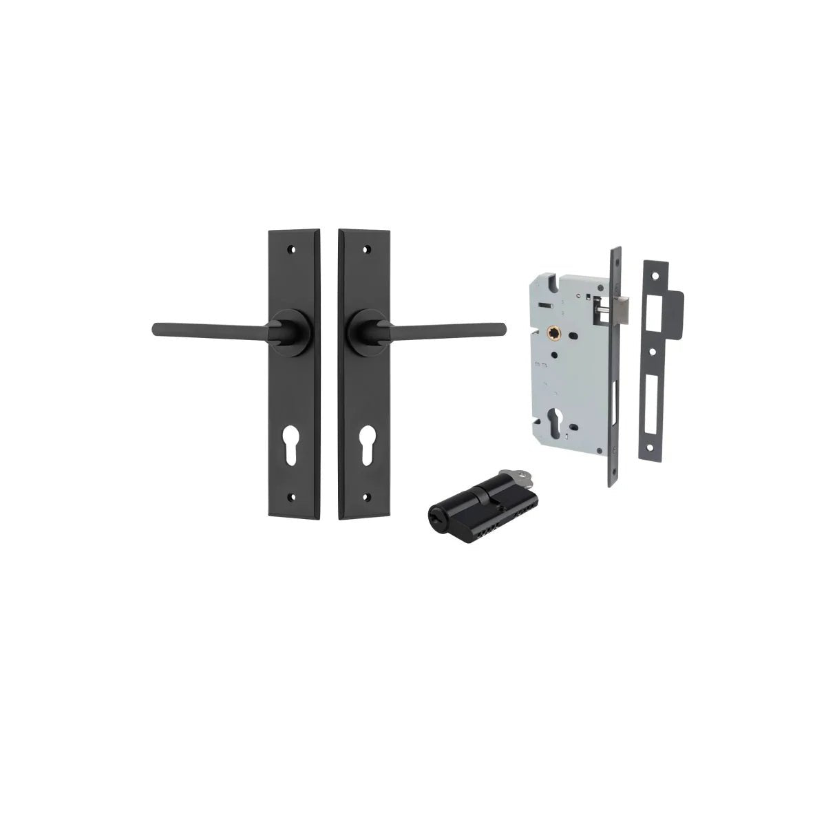 IVER Baltimore Solid Brass Chamfered Plate Door Handle – Multiple Finishes Available - Entry - Point - 12782KENTR60KK - Iver