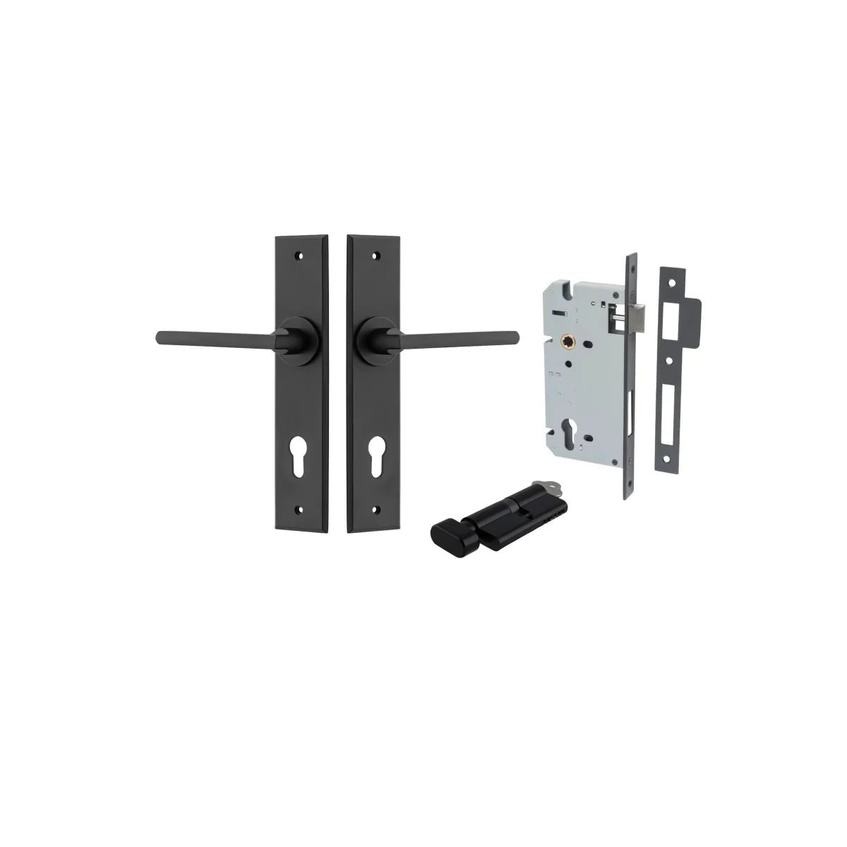 IVER Baltimore Solid Brass Chamfered Plate Door Handle – Multiple Finishes Available - Entry - Point - 12782KENTR60KT - Iver
