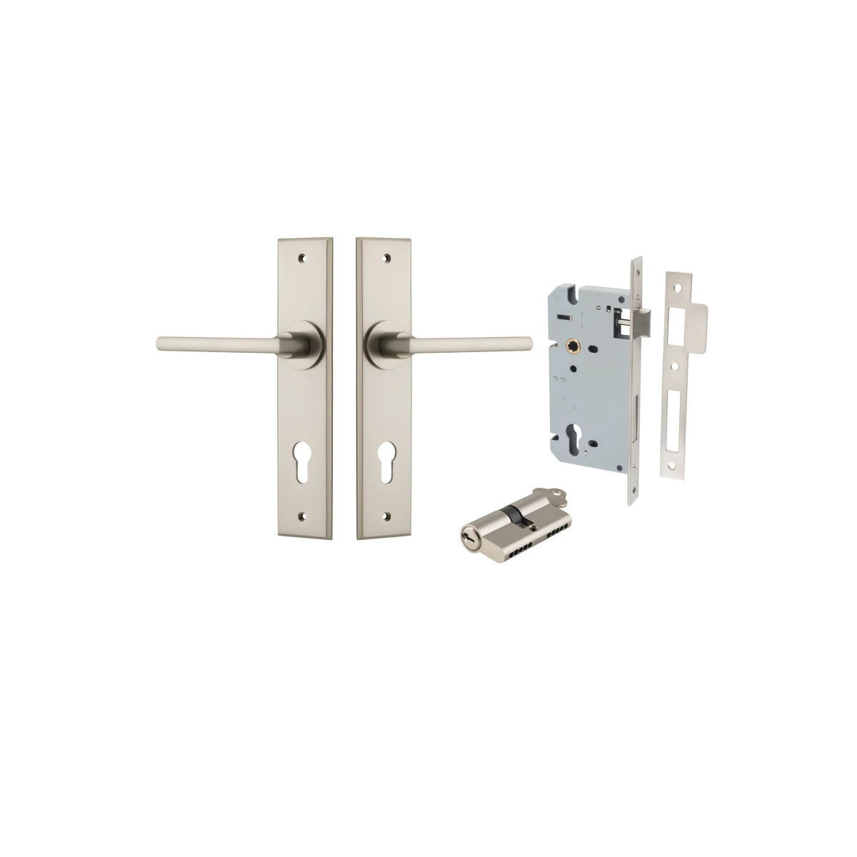 IVER Baltimore Solid Brass Chamfered Plate Door Handle – Multiple Finishes Available - Entry - Point - 14782KENTR60KK - Iver