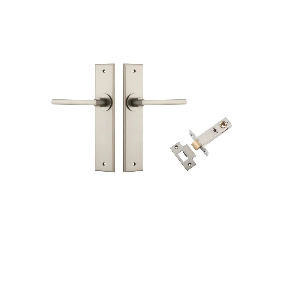 IVER Baltimore Solid Brass Chamfered Plate Door Handle – Multiple Finishes Available - Entry - Point - 14782KPASS60 - Iver