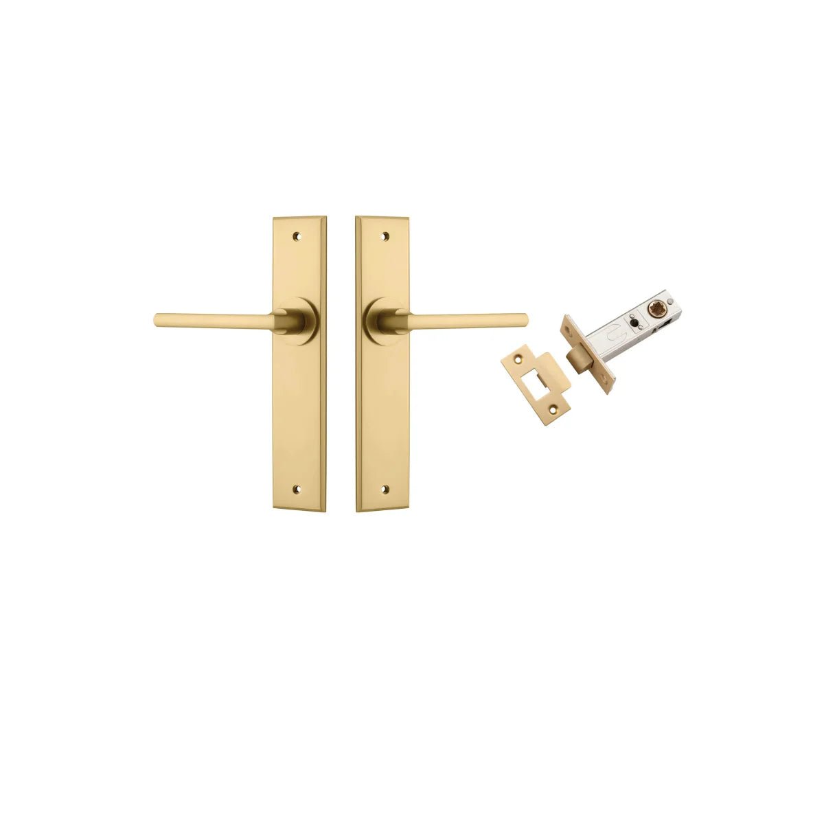 IVER Baltimore Solid Brass Chamfered Plate Door Handle – Multiple Finishes Available - Entry - Point - 15282KPASS60 - Iver