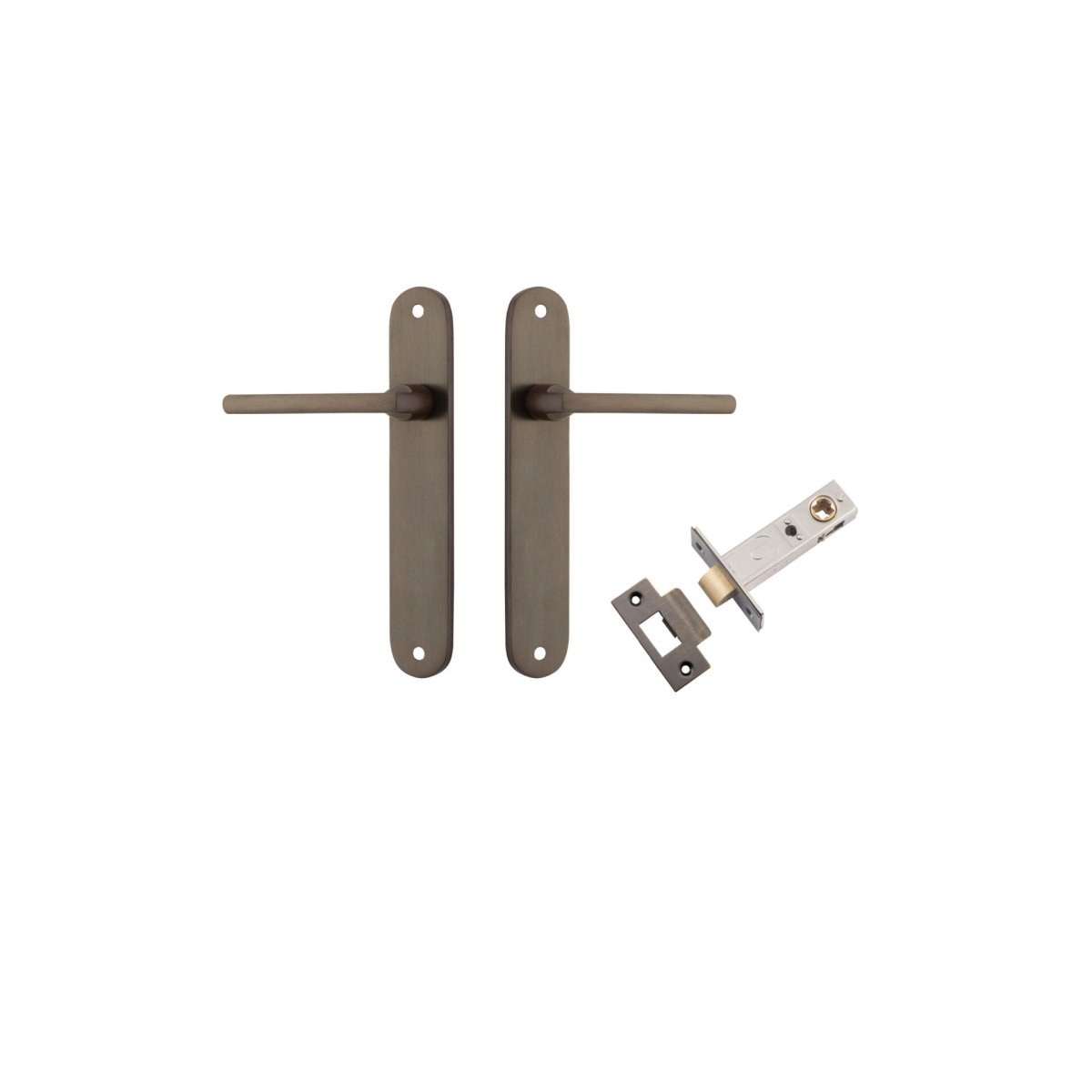 IVER Baltimore Solid Brass Oval Plate Door Handle – Multiple Finishes Available - Entry - Point - 10726KPASS60 - Iver