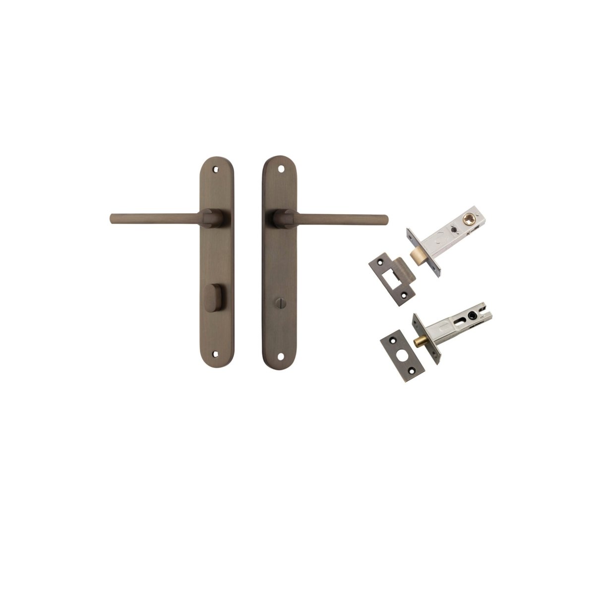 IVER Baltimore Solid Brass Oval Plate Door Handle – Multiple Finishes Available - Entry - Point - 10726KPRIV60 - Iver