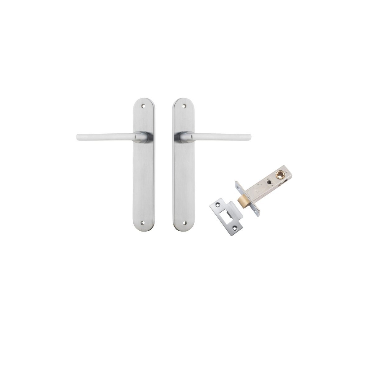 IVER Baltimore Solid Brass Oval Plate Door Handle – Multiple Finishes Available - Entry - Point - 12226KPASS60 - Iver
