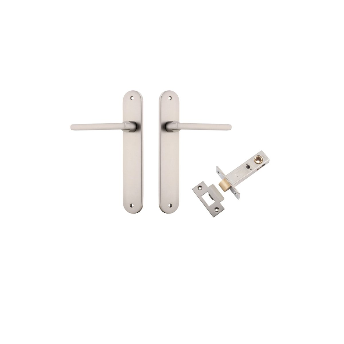 IVER Baltimore Solid Brass Oval Plate Door Handle – Multiple Finishes Available - Entry - Point - 14726KPASS60 - Iver