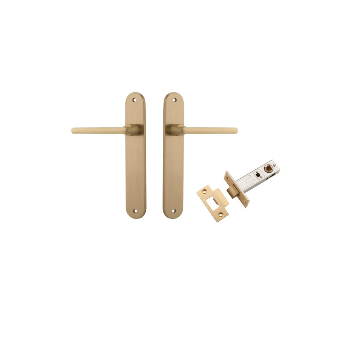 IVER Baltimore Solid Brass Oval Plate Door Handle – Multiple Finishes Available - Entry - Point - 15226KPASS60 - Iver
