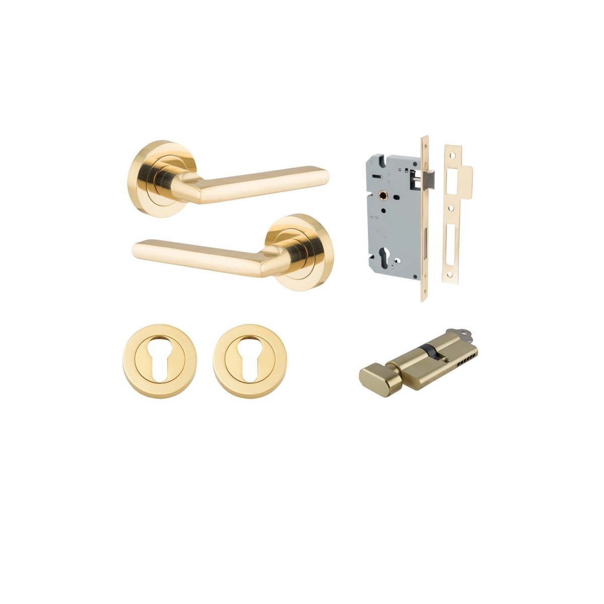 IVER Baltimore Solid Brass Round Rose Door Handle – Multiple Finishes Available - Entry - Point - 9210KENTR60KT - Iver