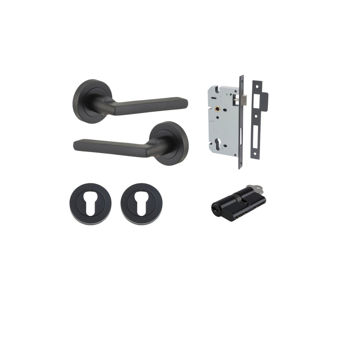 IVER Baltimore Solid Brass Round Rose Door Handle – Multiple Finishes Available - Entry - Point - 9213KENTR60KK - Iver