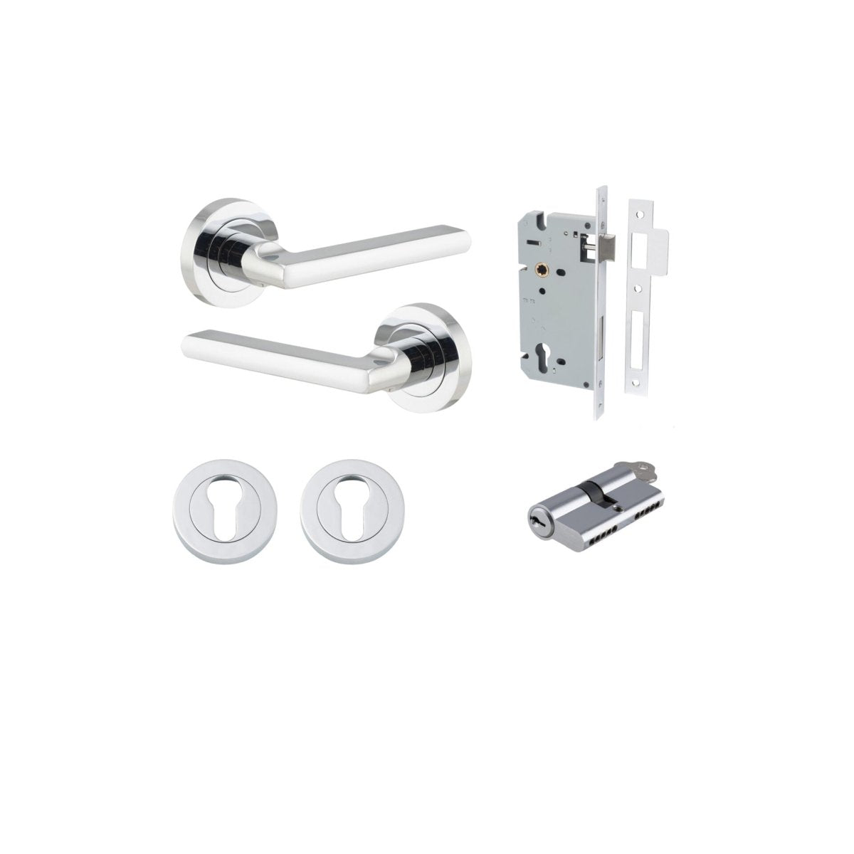 IVER Baltimore Solid Brass Round Rose Door Handle – Multiple Finishes Available - Entry - Point - 9214KENTR60KK - Iver