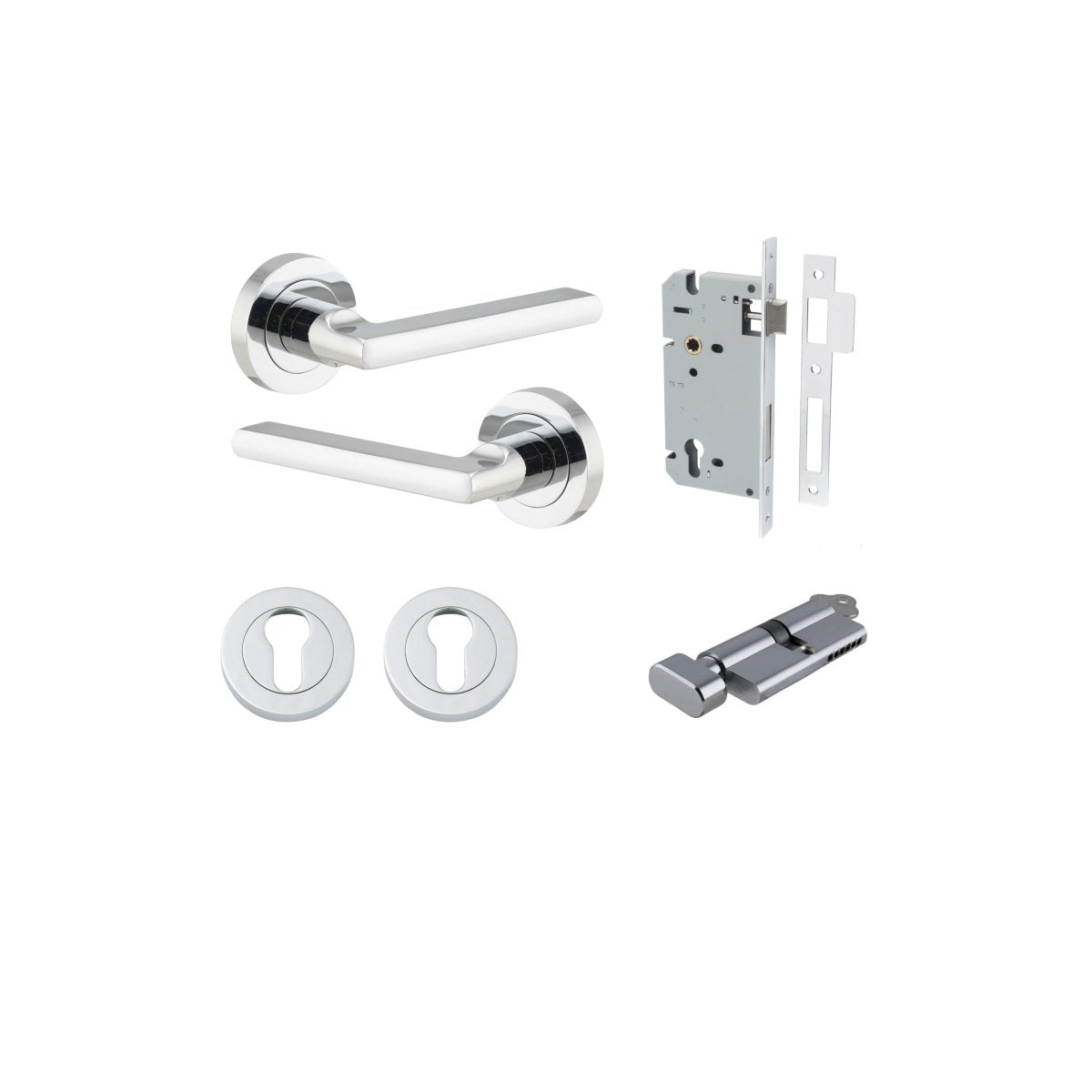 IVER Baltimore Solid Brass Round Rose Door Handle – Multiple Finishes Available - Entry - Point - 9214KENTR60KT - Iver