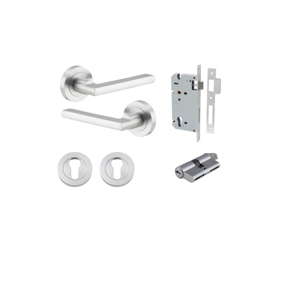 IVER Baltimore Solid Brass Round Rose Door Handle – Multiple Finishes Available - Entry - Point - 9215KENTR60KK - Iver