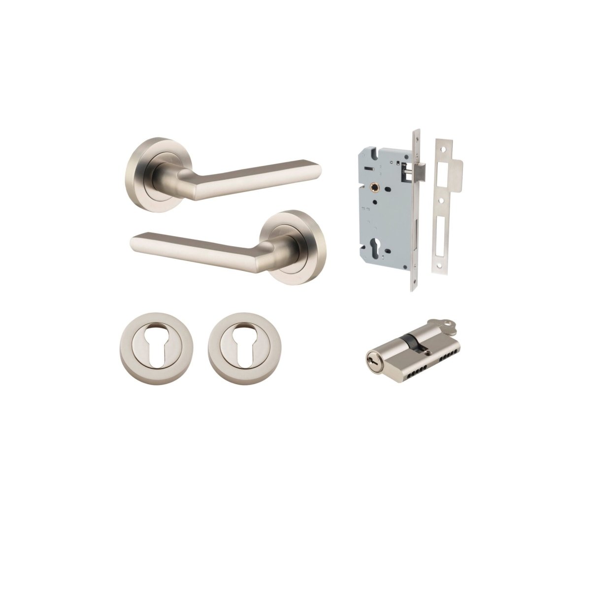 IVER Baltimore Solid Brass Round Rose Door Handle – Multiple Finishes Available - Entry - Point - 9219KENTR60KK - Iver