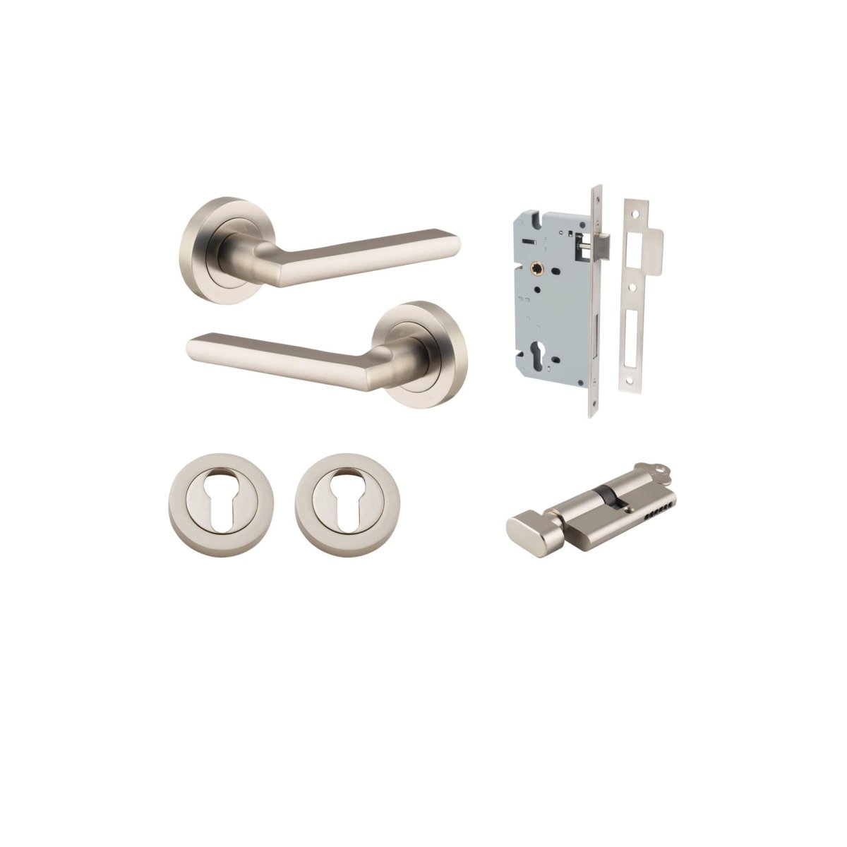 IVER Baltimore Solid Brass Round Rose Door Handle – Multiple Finishes Available - Entry - Point - 9219KENTR60KT - Iver