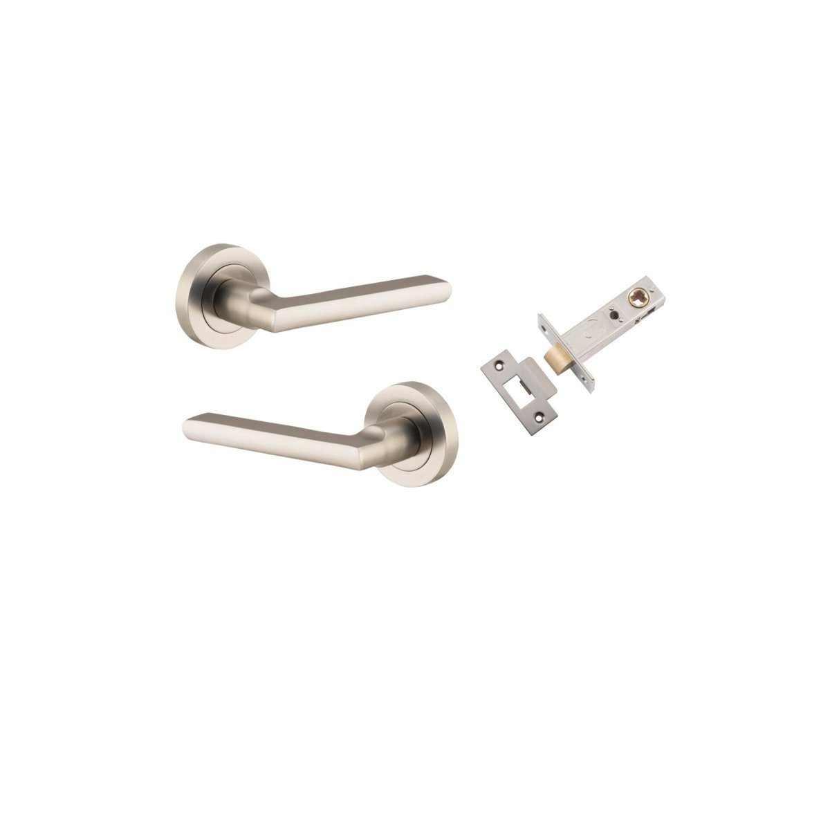 IVER Baltimore Solid Brass Round Rose Door Handle – Multiple Finishes Available - Entry - Point - 9219KPASS60 - Iver