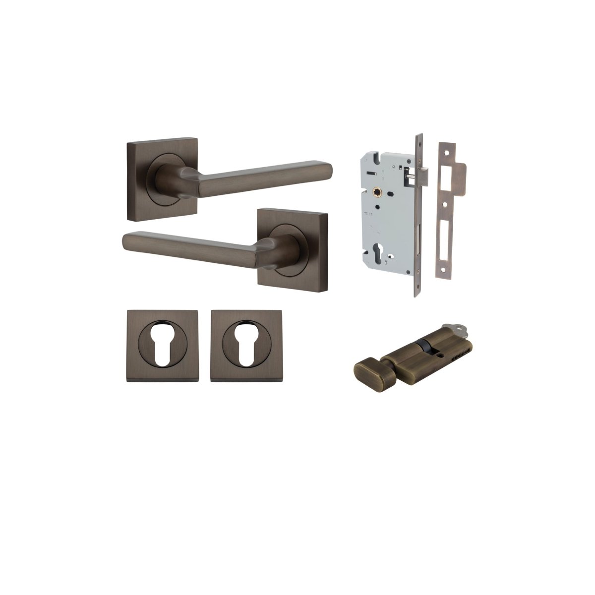 IVER Baltimore Solid Brass Square Rose Door Handle – Multiple Finishes Available - Entry - Point - 0271KENTR60KT - Iver