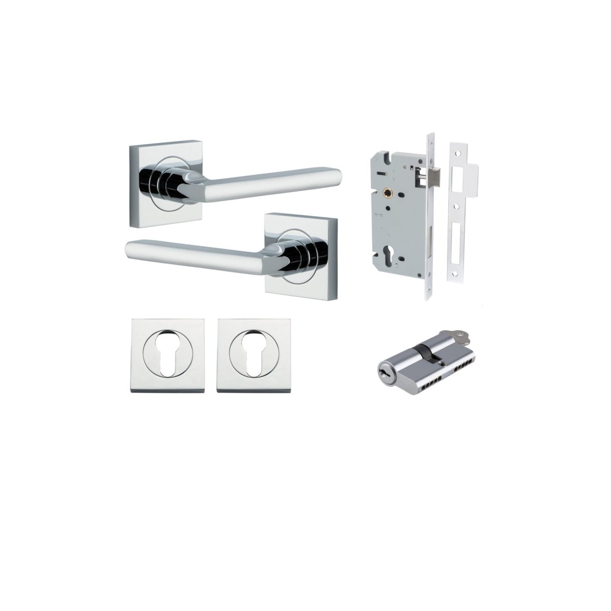 IVER Baltimore Solid Brass Square Rose Door Handle – Multiple Finishes Available - Entry - Point - 0274KENTR60KK - Iver