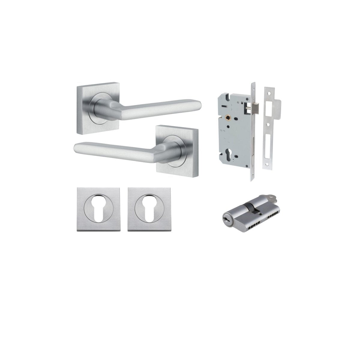 IVER Baltimore Solid Brass Square Rose Door Handle – Multiple Finishes Available - Entry - Point - 0275KENTR60KK - Iver