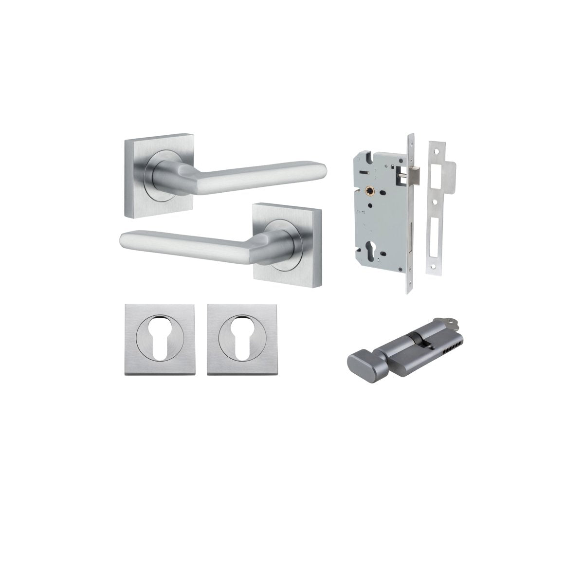 IVER Baltimore Solid Brass Square Rose Door Handle – Multiple Finishes Available - Entry - Point - 0275KENTR60KT - Iver