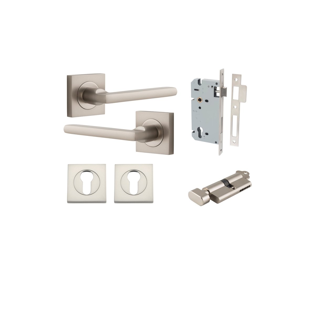 IVER Baltimore Solid Brass Square Rose Door Handle – Multiple Finishes Available - Entry - Point - 0279KENTR60KT - Iver