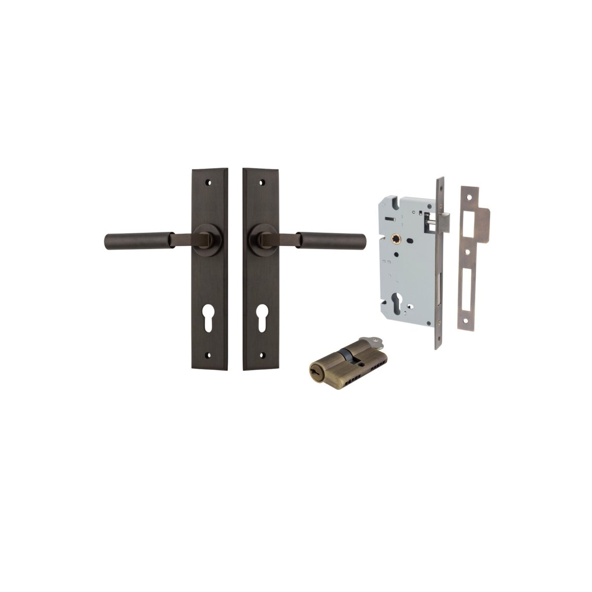 IVER Berlin Solid Brass Chamfered Plate Door Handle – Multiple Finishes Available - Entry - Point - 10794KENTR60KK - Iver