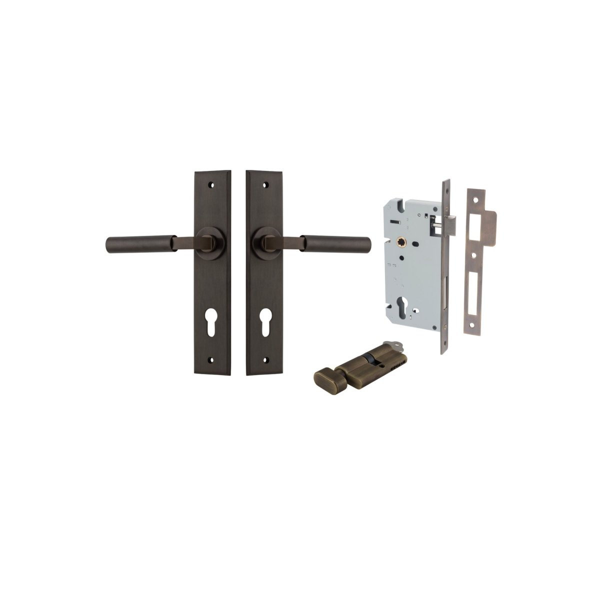 IVER Berlin Solid Brass Chamfered Plate Door Handle – Multiple Finishes Available - Entry - Point - 10794KENTR60KT - Iver