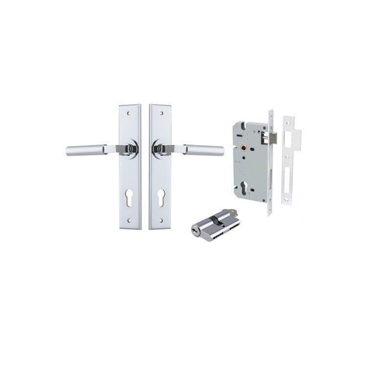 IVER Berlin Solid Brass Chamfered Plate Door Handle – Multiple Finishes Available - Entry - Point - 11794KENTR60KK - Iver