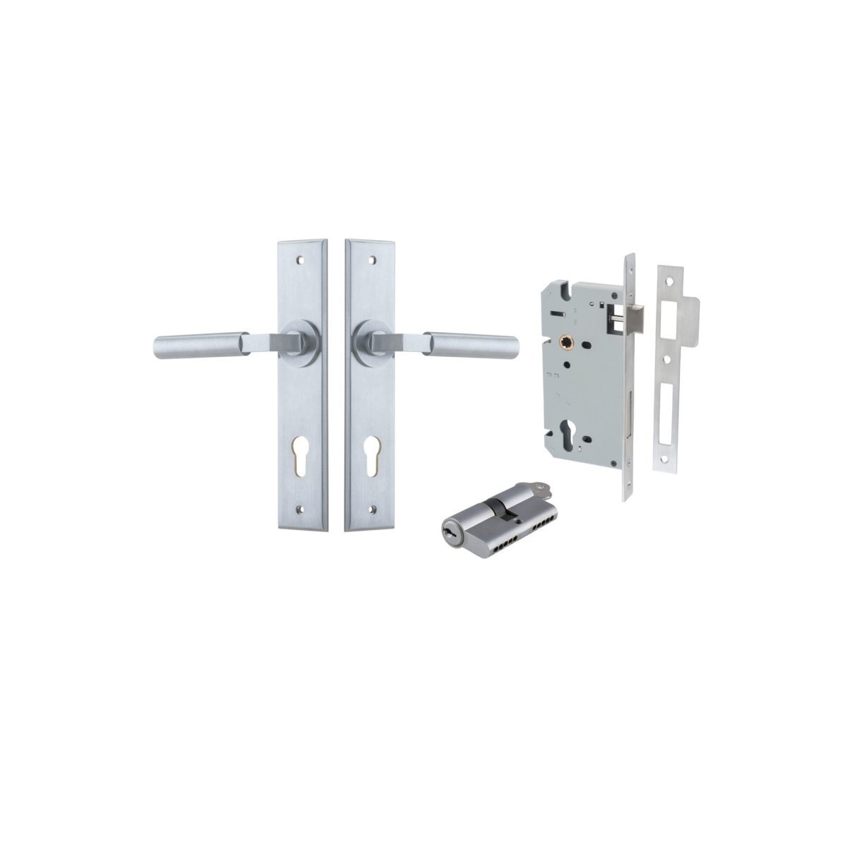 IVER Berlin Solid Brass Chamfered Plate Door Handle – Multiple Finishes Available - Entry - Point - 12294KENTR60KK - Iver