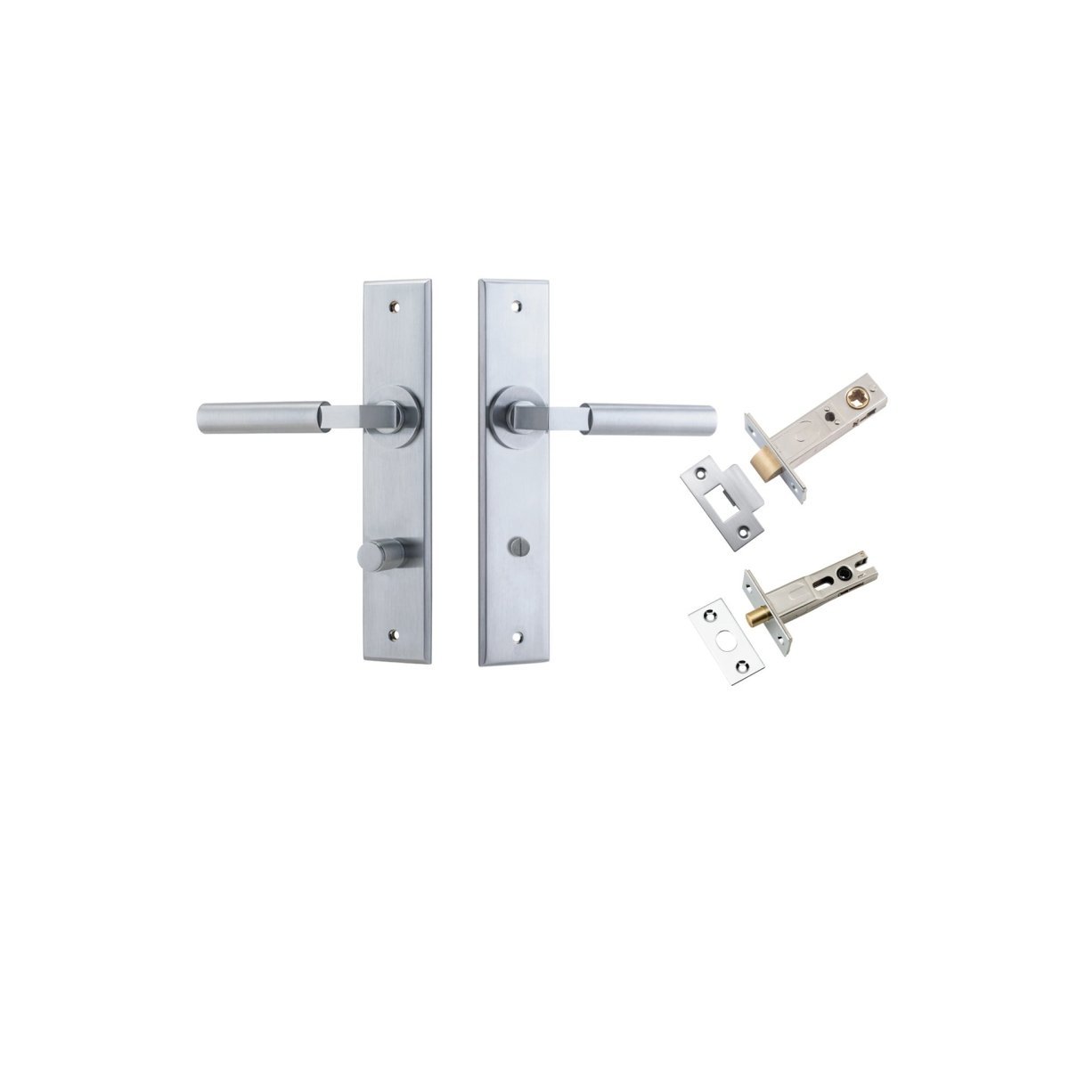 IVER Berlin Solid Brass Chamfered Plate Door Handle – Multiple Finishes Available - Entry - Point - 12294KPRIV60 - Iver