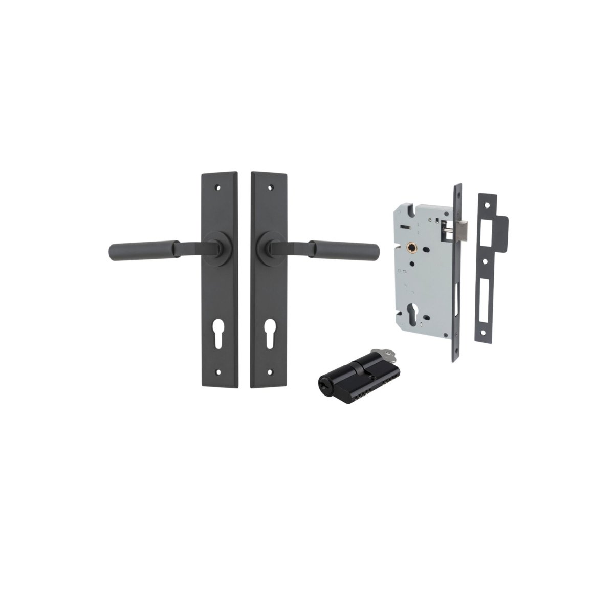 IVER Berlin Solid Brass Chamfered Plate Door Handle – Multiple Finishes Available - Entry - Point - 12794KENTR60KK - Iver