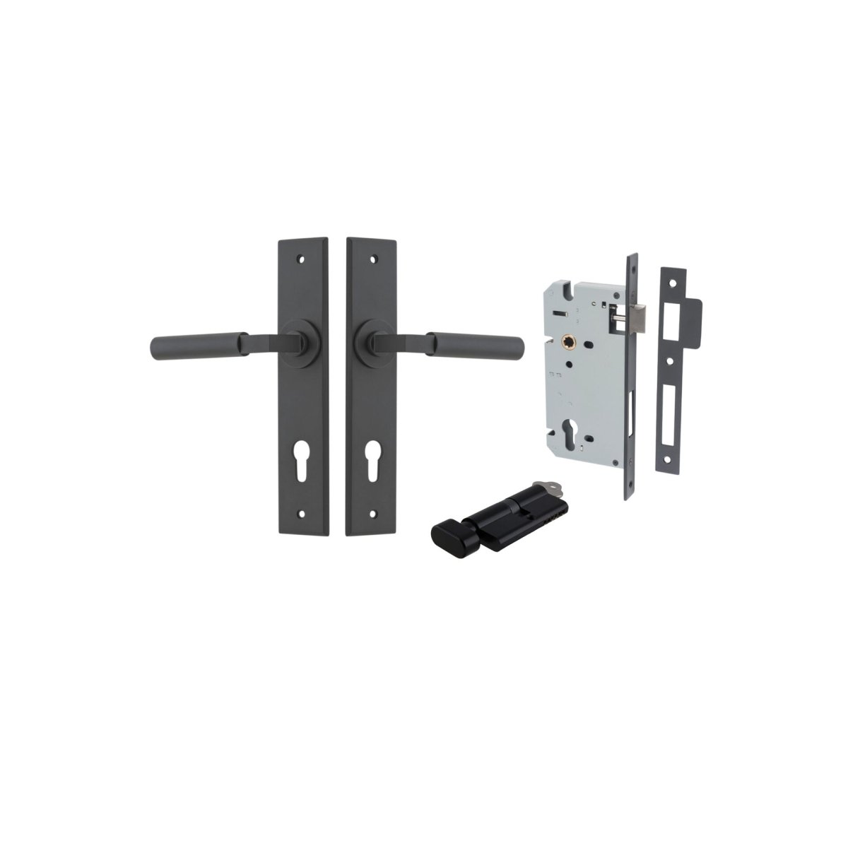 IVER Berlin Solid Brass Chamfered Plate Door Handle – Multiple Finishes Available - Entry - Point - 12794KENTR60KT - Iver