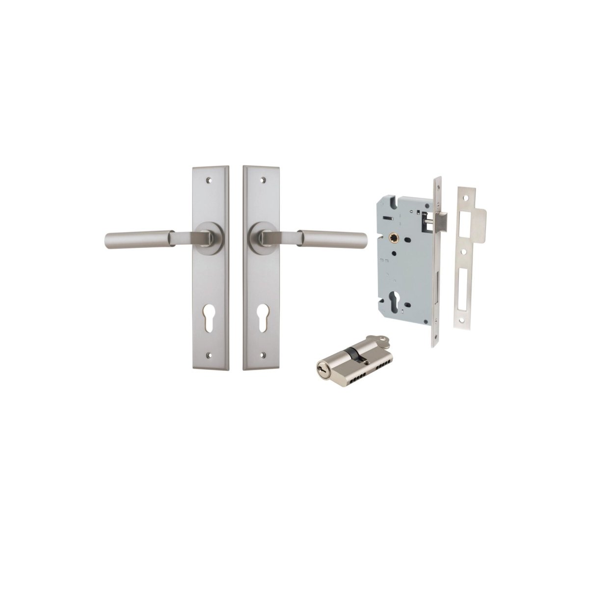 IVER Berlin Solid Brass Chamfered Plate Door Handle – Multiple Finishes Available - Entry - Point - 14794KENTR60KK - Iver