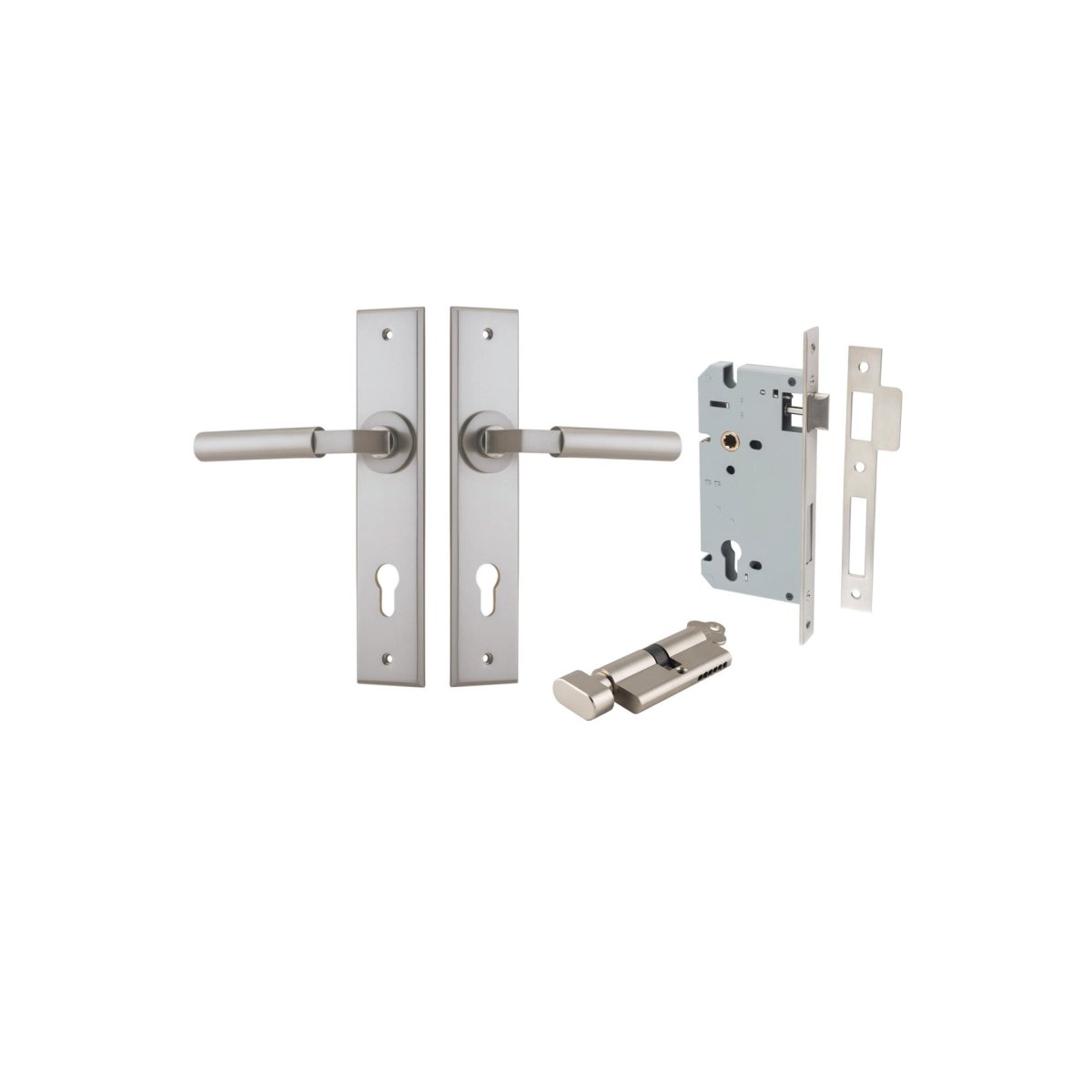 IVER Berlin Solid Brass Chamfered Plate Door Handle – Multiple Finishes Available - Entry - Point - 14794KENTR60KT - Iver