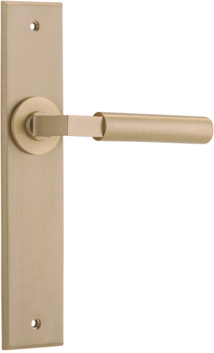 IVER Berlin Solid Brass Chamfered Plate Door Handle – Multiple Finishes Available - Entry - Point - 15294 - Iver