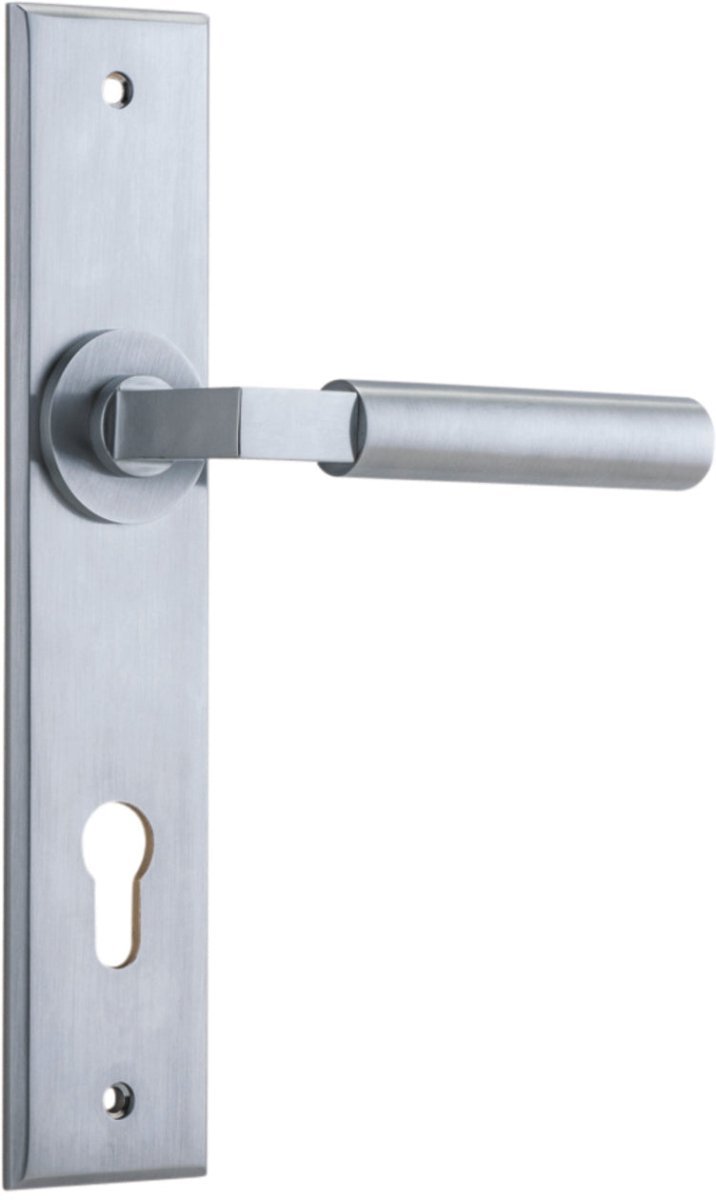 IVER Berlin Solid Brass Chamfered Plate Door Handle – Multiple Finishes Available - Entry - Point - 15294KPASS60 - Iver