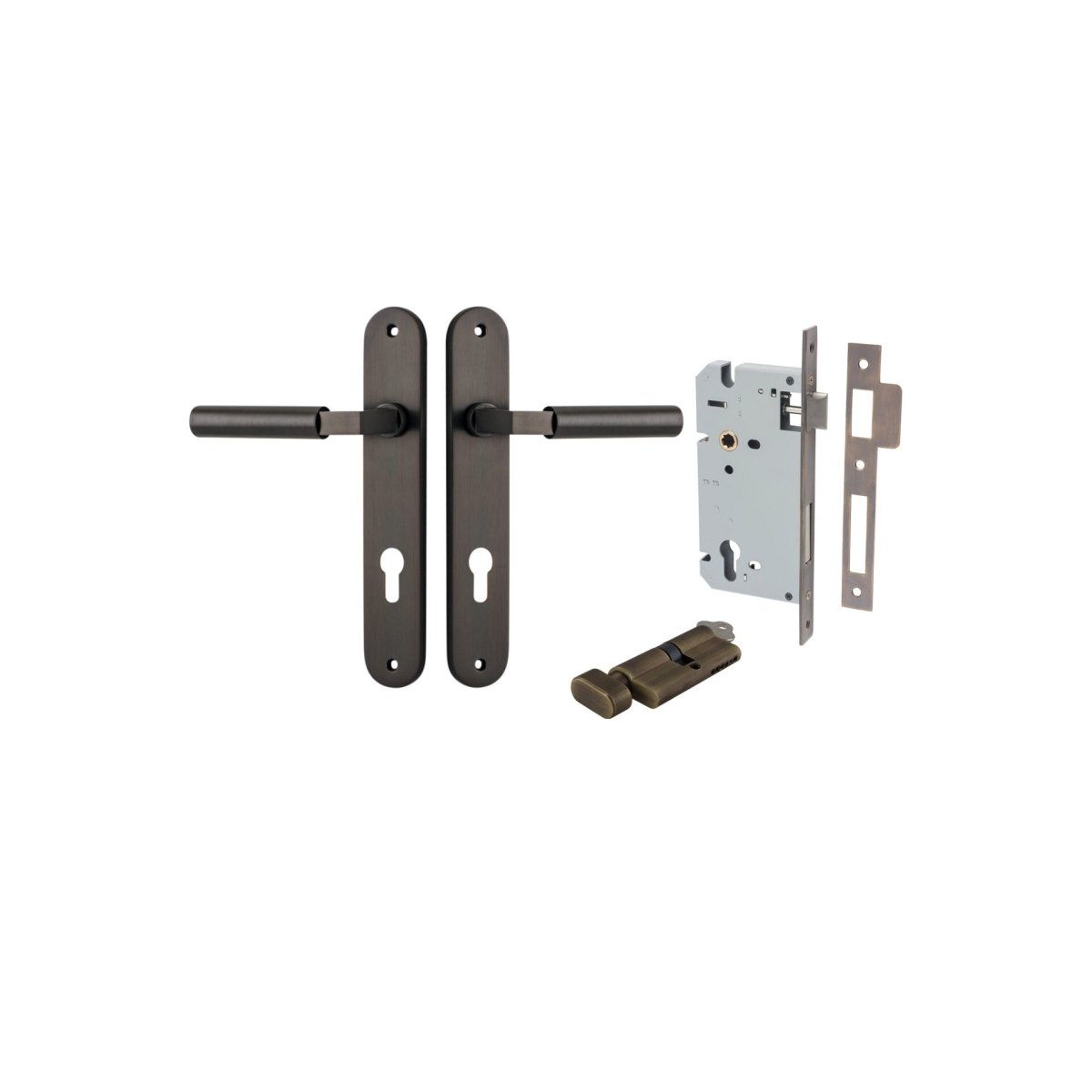 IVER Berlin Solid Brass Oval Plate Door Handle – Multiple Finishes Available - Entry - Point - 10766KENTR60KK - Iver