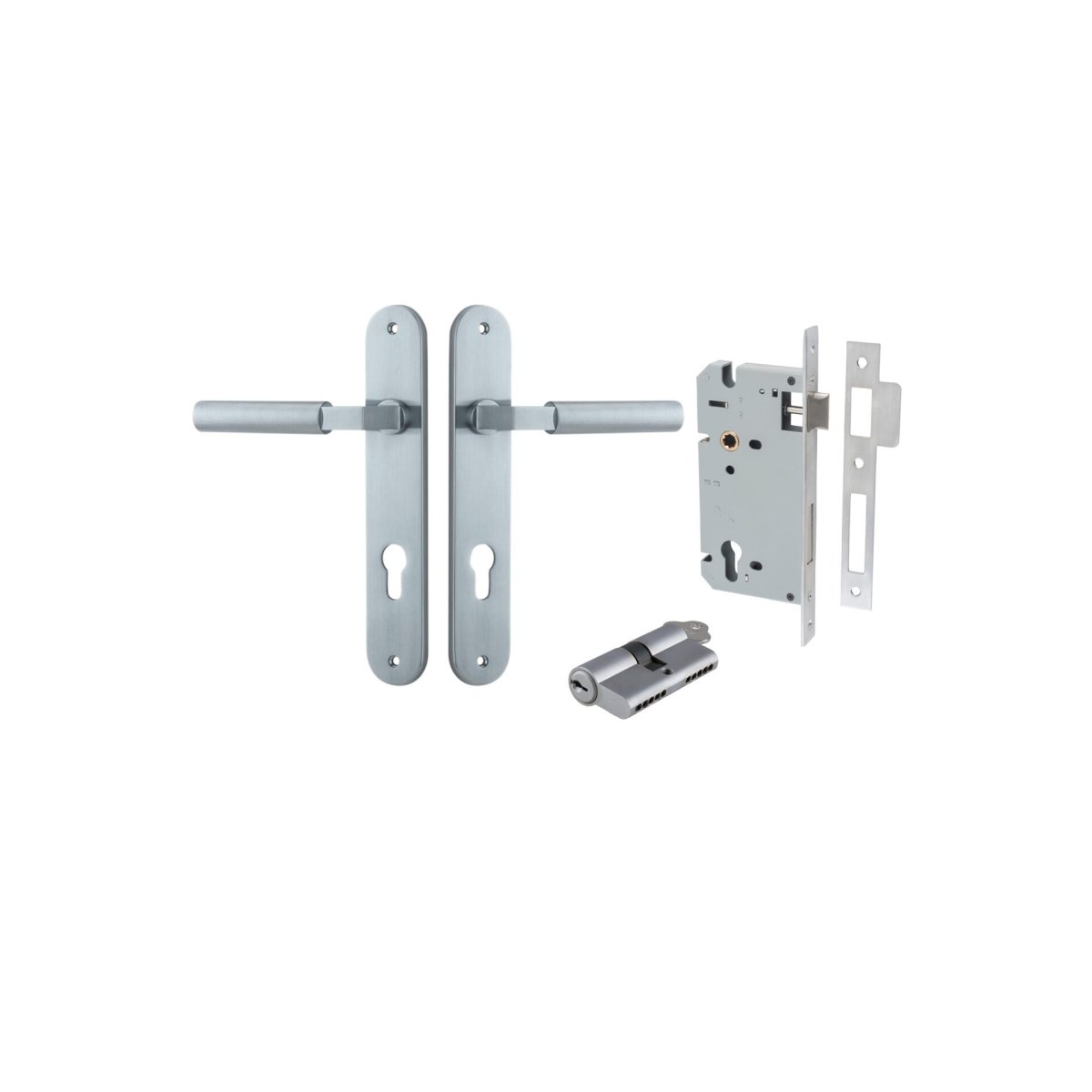 IVER Berlin Solid Brass Oval Plate Door Handle – Multiple Finishes Available - Entry - Point - 12266KENTR60KK - Iver