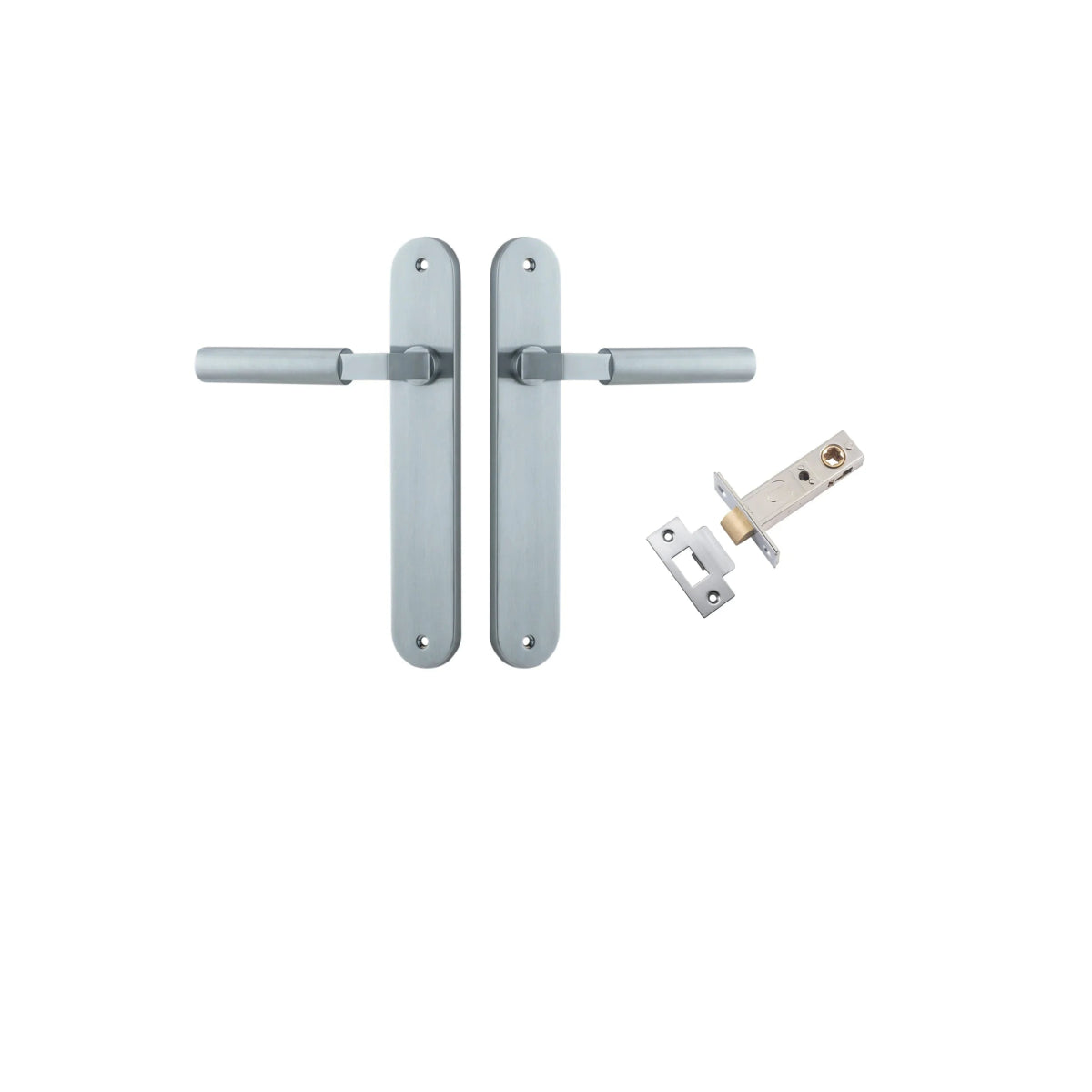 IVER Berlin Solid Brass Oval Plate Door Handle – Multiple Finishes Available - Entry - Point - 12266KPASS60 - Iver