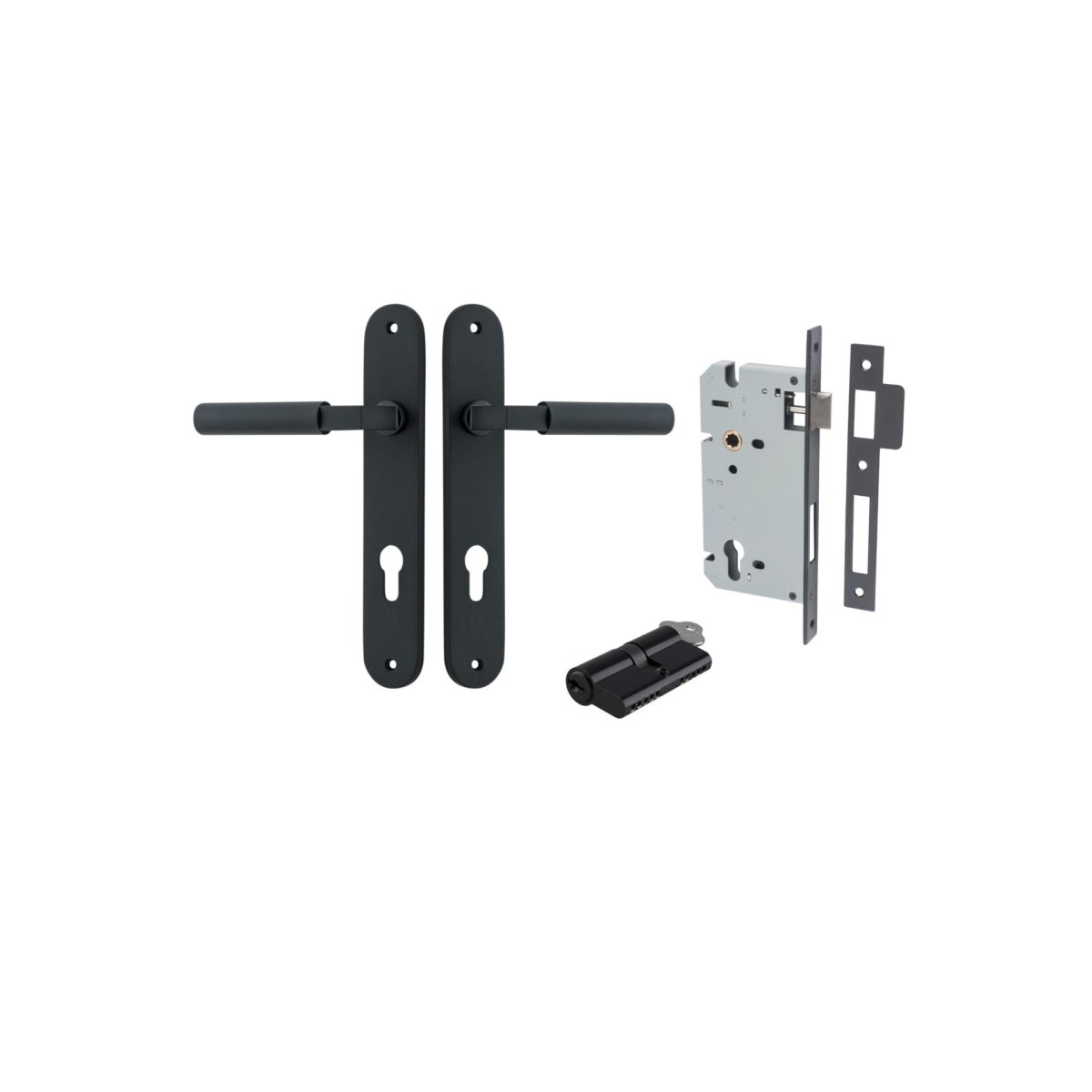 IVER Berlin Solid Brass Oval Plate Door Handle – Multiple Finishes Available - Entry - Point - 12766KENTR60KK - Iver