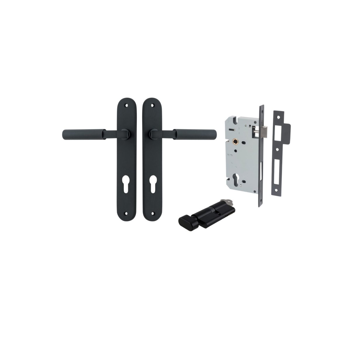 IVER Berlin Solid Brass Oval Plate Door Handle – Multiple Finishes Available - Entry - Point - 12766KENTR60KT - Iver