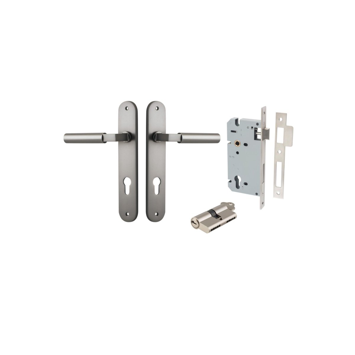 IVER Berlin Solid Brass Oval Plate Door Handle – Multiple Finishes Available - Entry - Point - 14766KENTR60KK - Iver